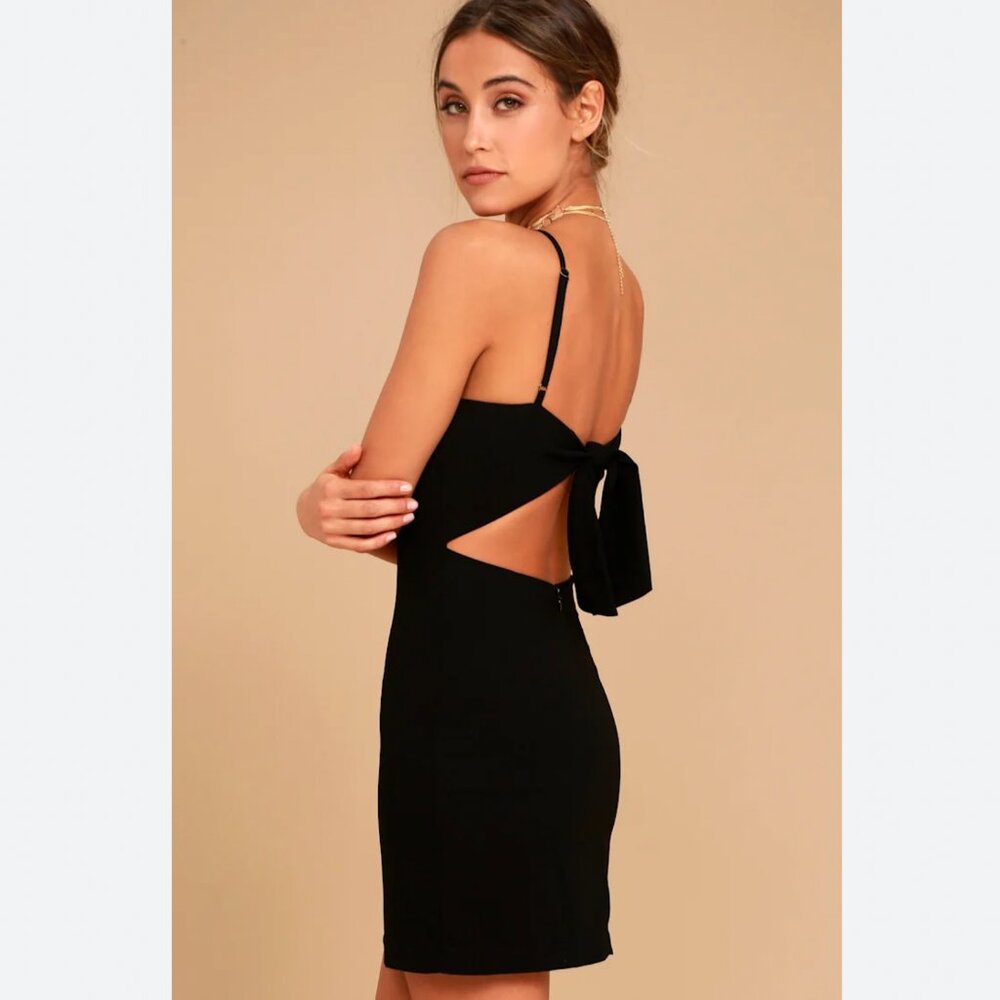 Lulu’s Toast to Life tie back mini dress in black